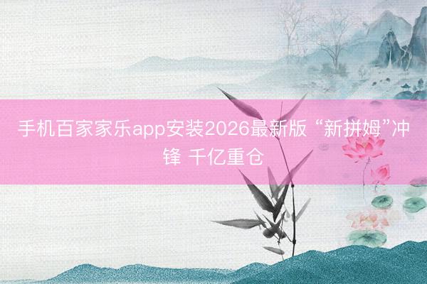 手机百家家乐app安装2026最新版 “新拼姆”冲锋 千亿重仓