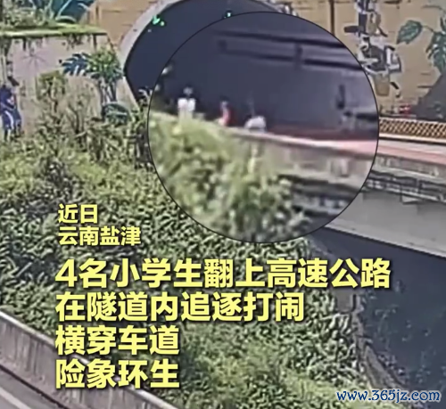 小学生在高速精真金不怕火内追赶打闹 交警西宾后暖心拥抱