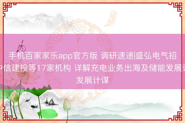 手机百家家乐app官方版 调研速递|盛弘电气招待中信建投等17家机构 详解充电业务出海及储能发展计谋